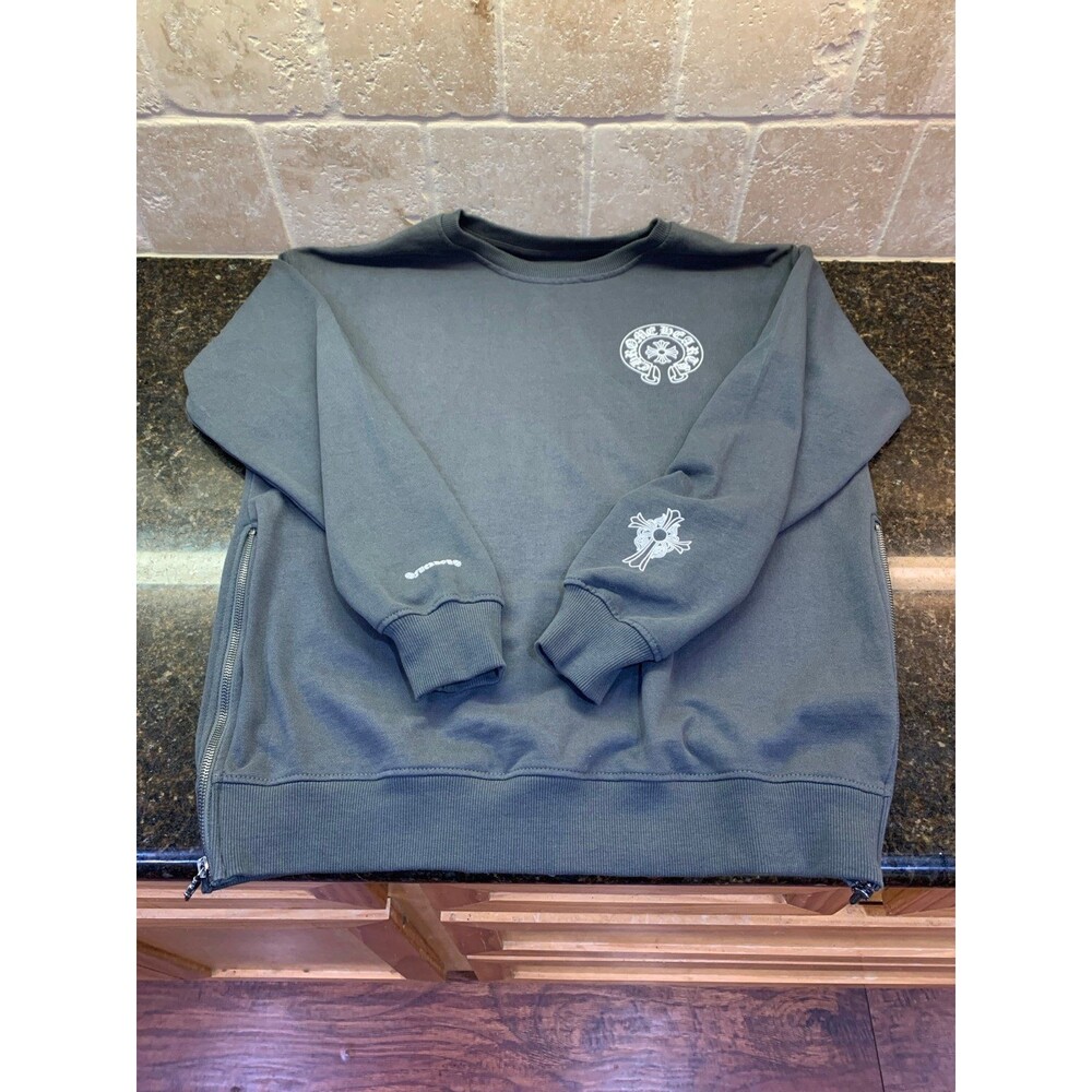 Authentic Chrome Hearts Side Zip Sweatshirt Cross Motif Made in Hollywood S NWOT